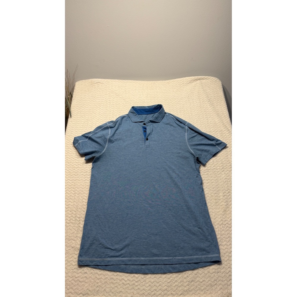 Lululemon Evolution Polo Shirt Mens XL Heathered Blue Short Sleeve Golf Top